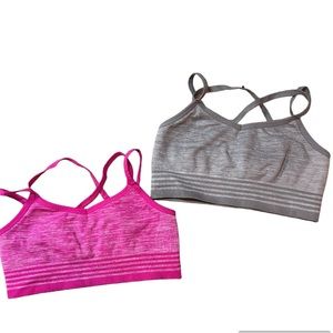 Size M kids sports bras pink grey comfy